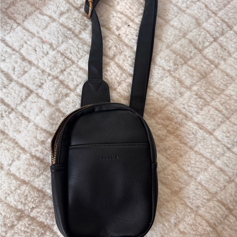 Telena Black Leather Crossbody Bag